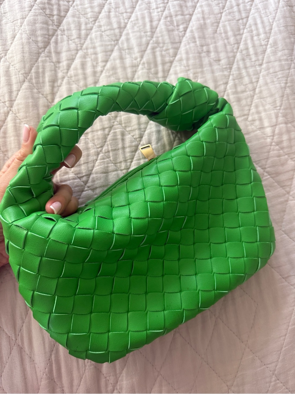 Green Woven Hobo Bag - Women's Shoulder Bag